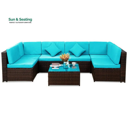 Callisto Outdoor Patio Sofa Set 6 seater and 1 Center Table (Brown) Sofa Sets