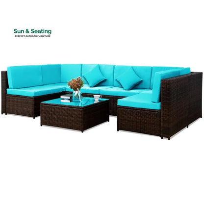 Callisto Outdoor Patio Sofa Set 6 seater and 1 Center Table (Brown) Sofa Sets