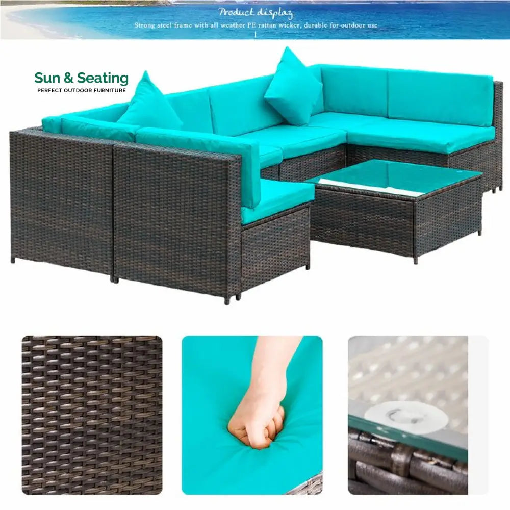 Callisto Outdoor Patio Sofa Set 6 seater and 1 Center Table (Brown) Sofa Sets