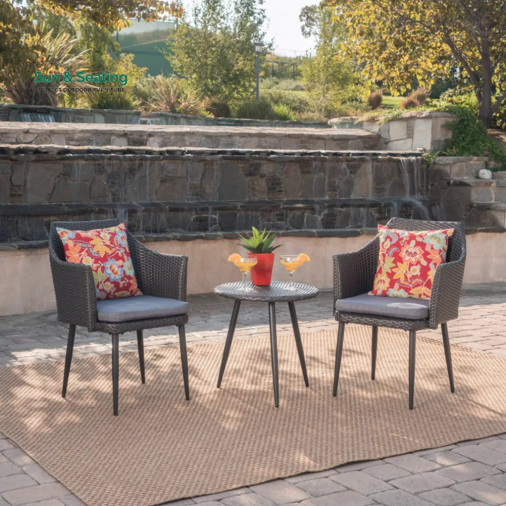 Camo Outdoor Patio Seating Set 2 Chairs and 1 Table Set (Black) Coffee Table Sets