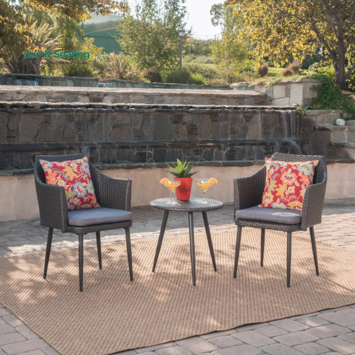 Camo Outdoor Patio Seating Set 2 Chairs and 1 Table Set (Black) Coffee Table Sets