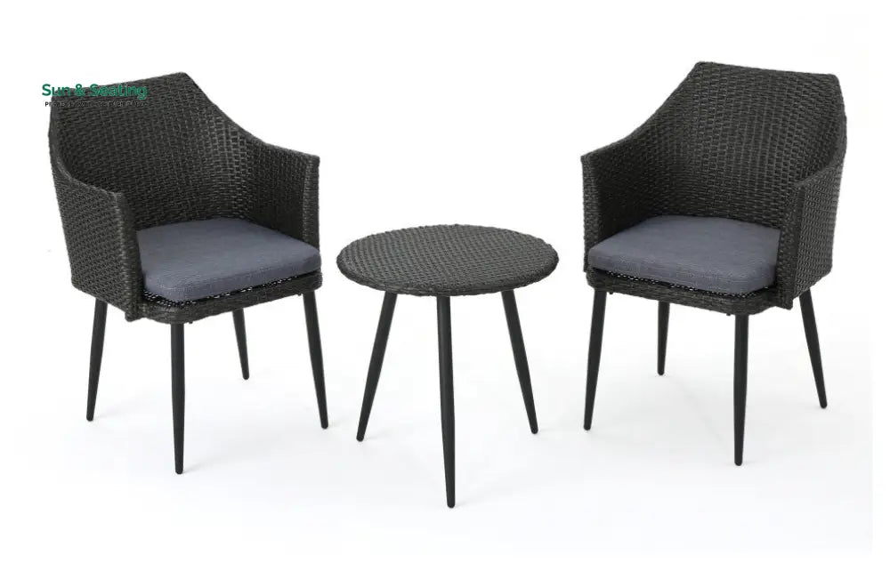 Camo Outdoor Patio Seating Set 2 Chairs and 1 Table Set (Black) Coffee Table Sets