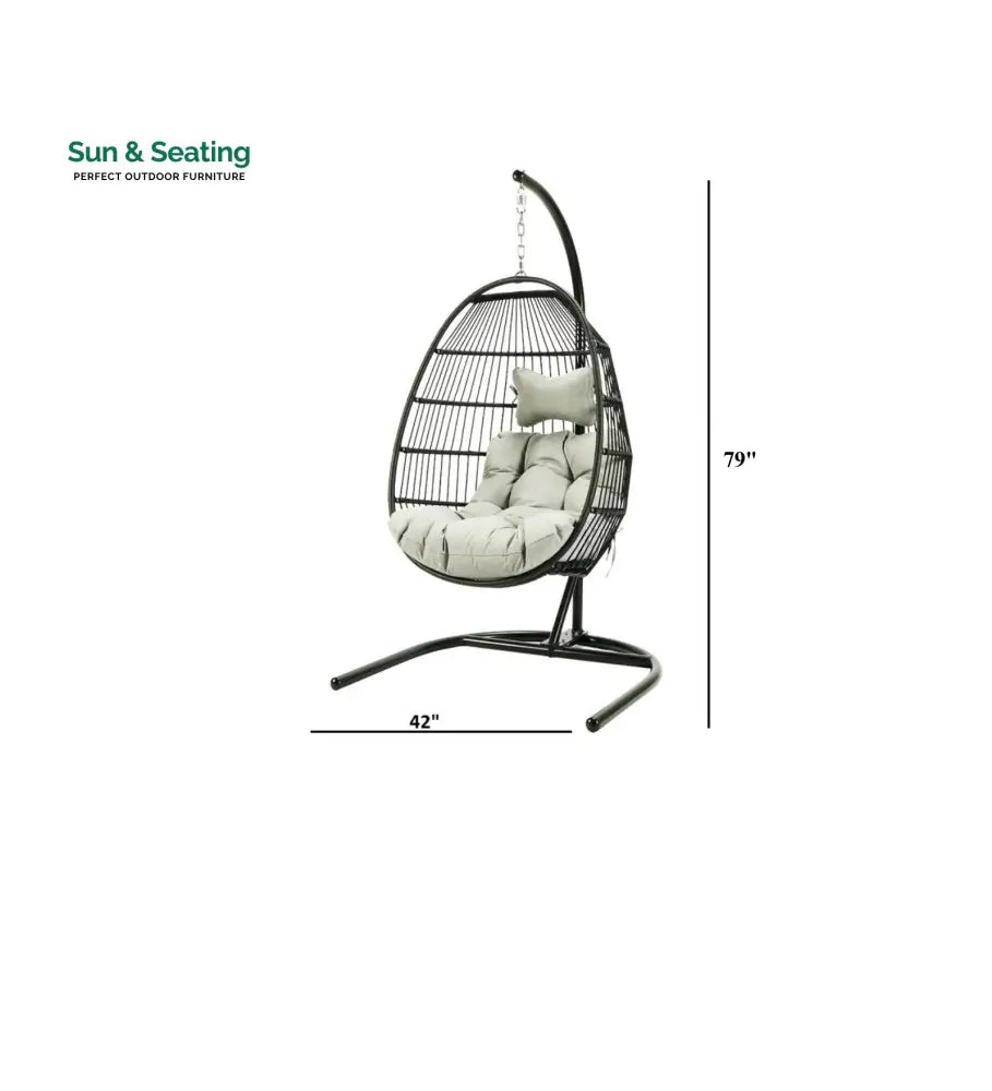 Canali Single Seater Hanging Swing With Stand For Balcony Garden Swing (Black) Swings
