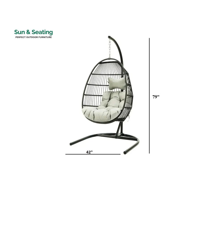 Canali Single Seater Hanging Swing With Stand For Balcony Garden Swing (Black) Swings