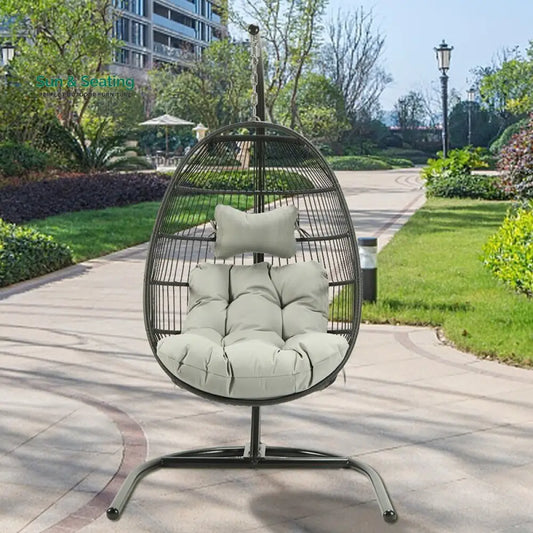 Canali Single Seater Hanging Swing With Stand For Balcony Garden Swing (Black) Swings