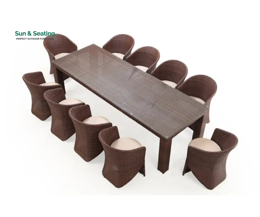Candreva Outdoor Patio Dining Set 10 Chairs and 1 Table (Brown) Dining sets