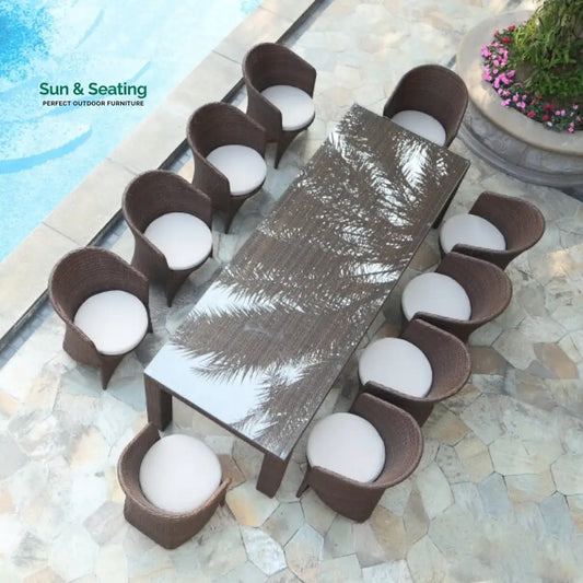 Candreva Outdoor Patio Dining Set 10 Chairs and 1 Table (Brown) Dining sets