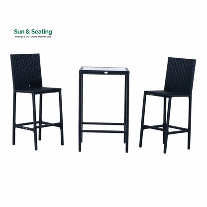 Cantu Outdoor Patio Bar Sets 2 Chairs and 1 Table (Black) Bar Sets