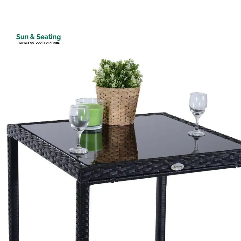 Cantu Outdoor Patio Bar Sets 2 Chairs and 1 Table (Black) Bar Sets