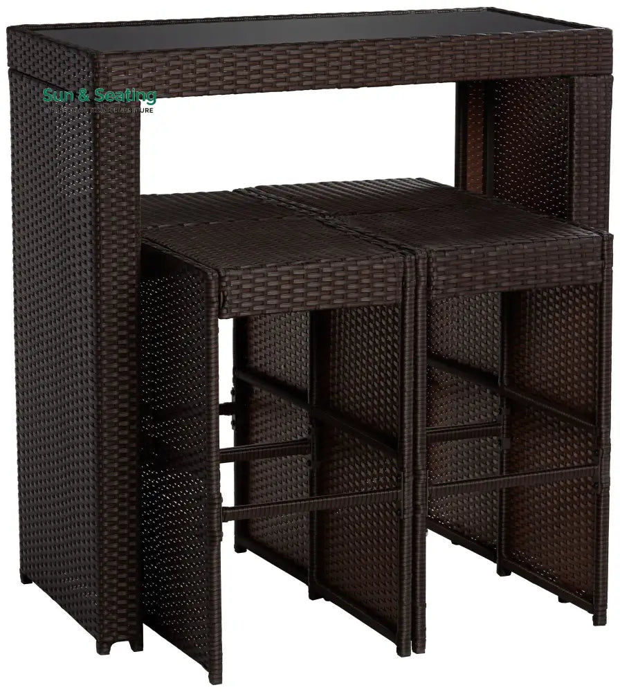 Capone Outdoor Patio Bar Sets 4 Stools and 1 Table (Dark Brown) Bar Sets