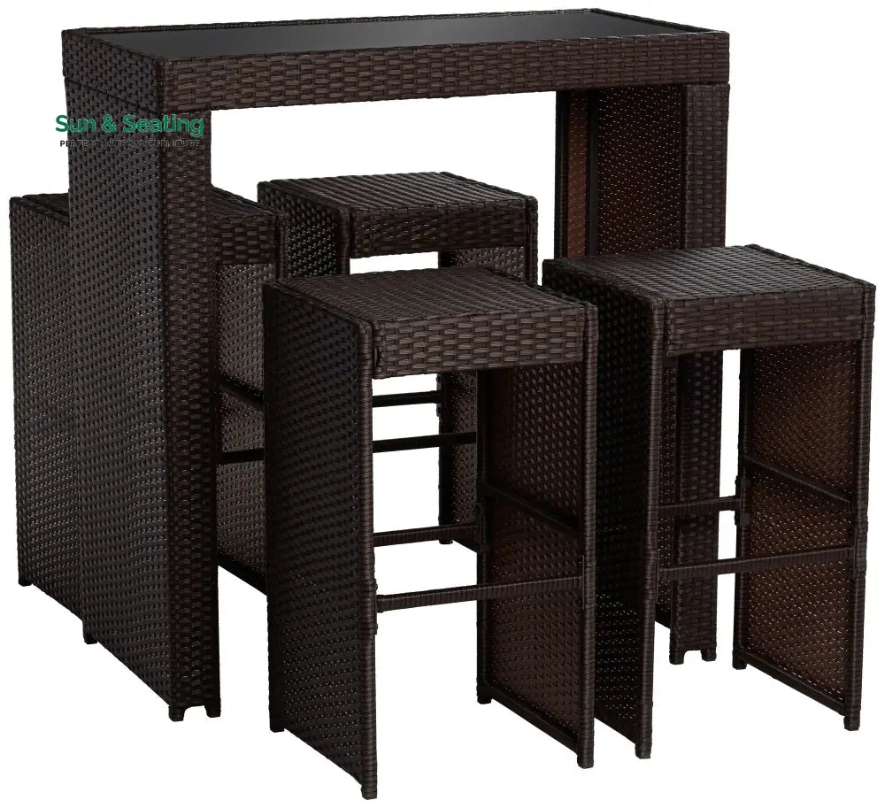 Capone Outdoor Patio Bar Sets 4 Stools and 1 Table (Dark Brown) Bar Sets