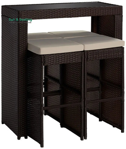 Capone Outdoor Patio Bar Sets 4 Stools and 1 Table (Dark Brown) Bar Sets