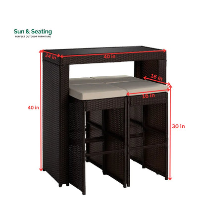 Capone Outdoor Patio Bar Sets 4 Stools and 1 Table (Dark Brown) Bar Sets