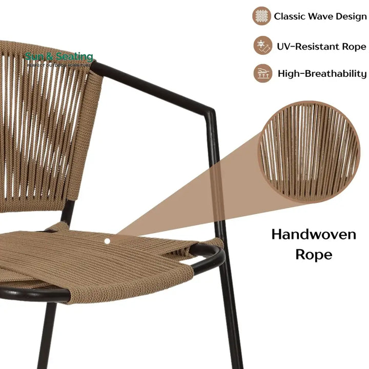 Capri Outdoor Rope 3-Piece Patio Chairs Set (Beige) Patio Set