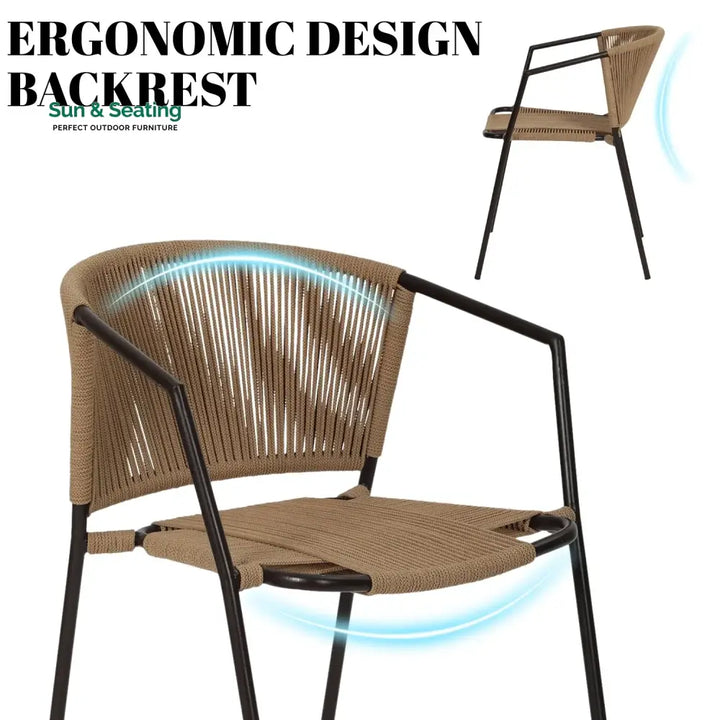 Capri Outdoor Rope 3-Piece Patio Chairs Set (Beige) Patio Set