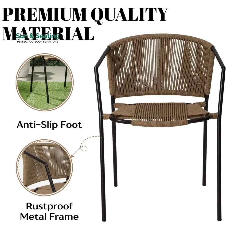 Capri Outdoor Rope 3-Piece Patio Chairs Set (Beige) Patio Set