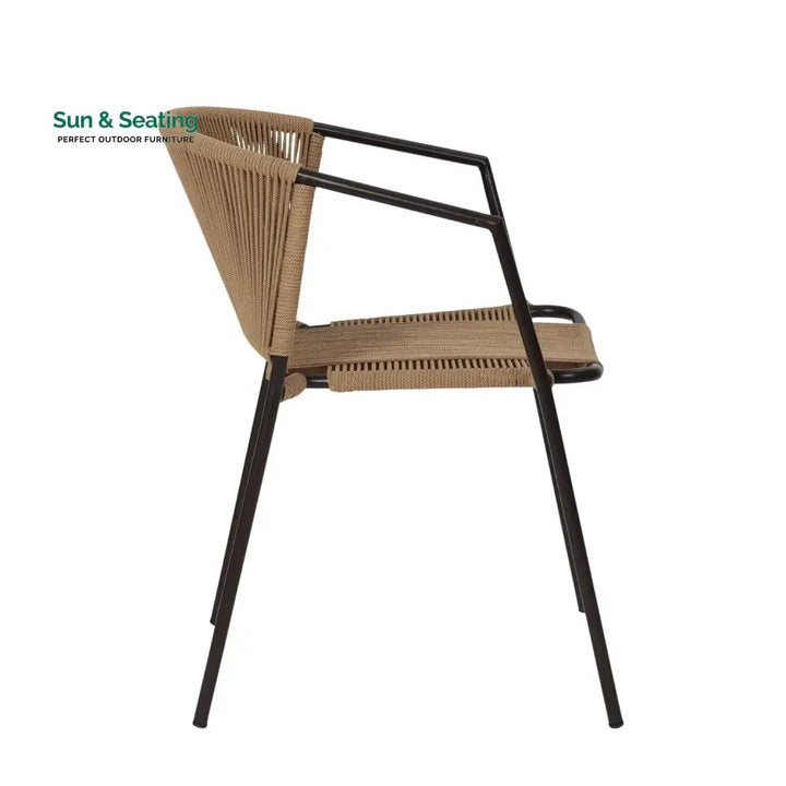 Capri Outdoor Rope 3-Piece Patio Chairs Set (Beige) Patio Set