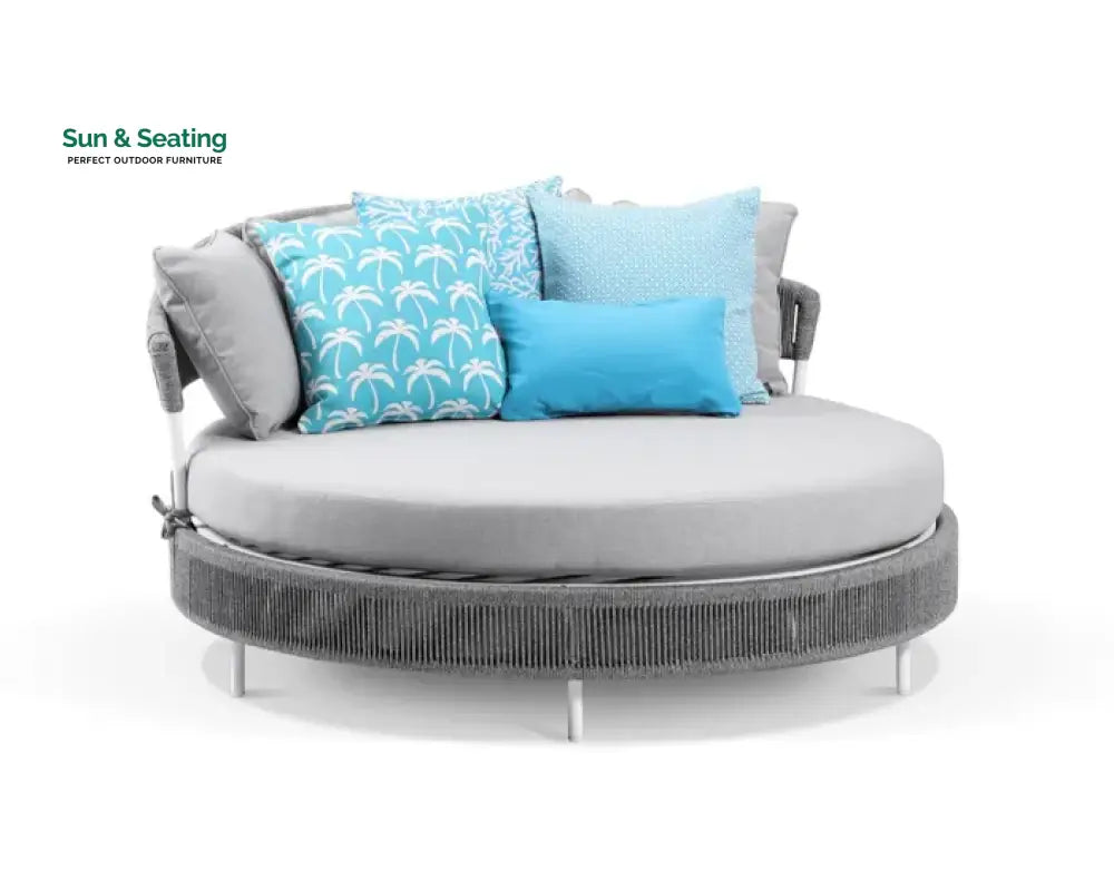 Capuano Outdoor Poolside Sunbed With Cushion Daybed (Grey) Braided & Rope Sunbed