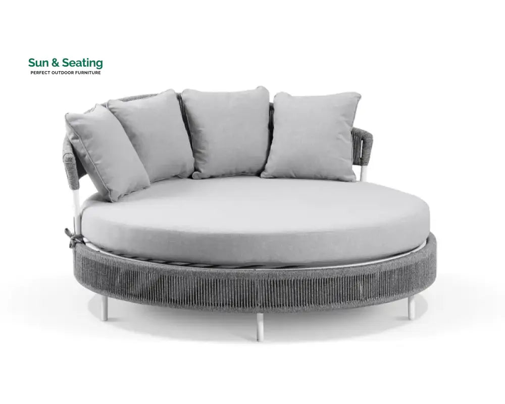Capuano Outdoor Poolside Sunbed With Cushion Daybed (Grey) Braided &amp; Rope Sunbed