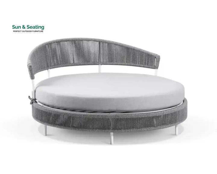 Capuano Outdoor Poolside Sunbed With Cushion Daybed (Grey) Braided &amp; Rope Sunbed
