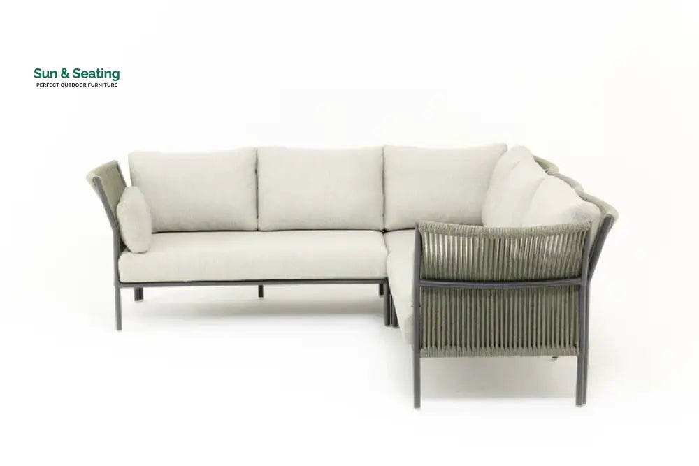 Capuano Outdoor Sofa Set 6 Seater 1 Center Table and 1 Side Table Set (Khaki) Braided &amp; Rope Sofa Sets