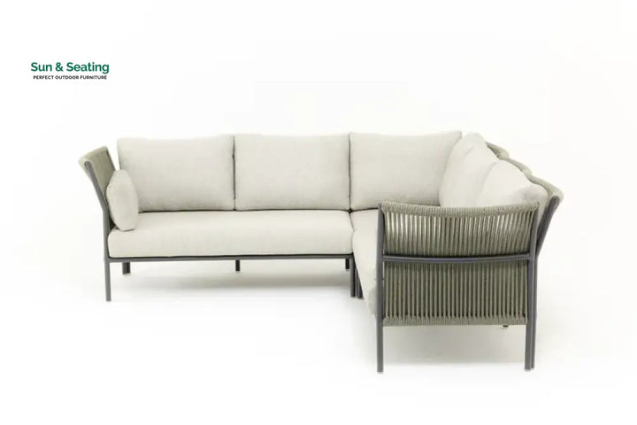 Capuano Outdoor Sofa Set 6 Seater 1 Center Table and 1 Side Table Set (Khaki) Braided &amp; Rope Sofa Sets