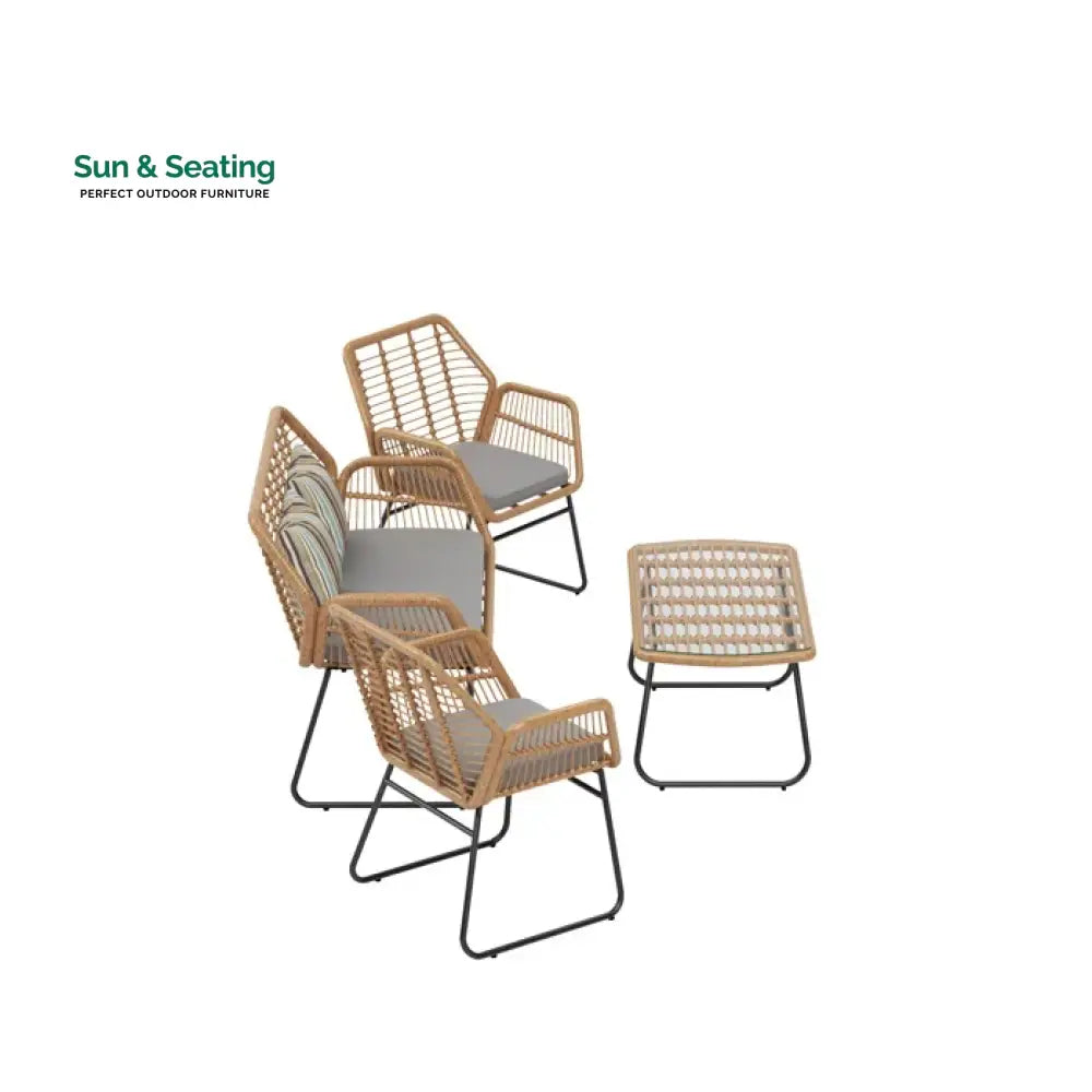 Cara Outdoor Sofa Set 2 Seater 2 Single seater and 1 Center Table (Honey) Sofa Sets