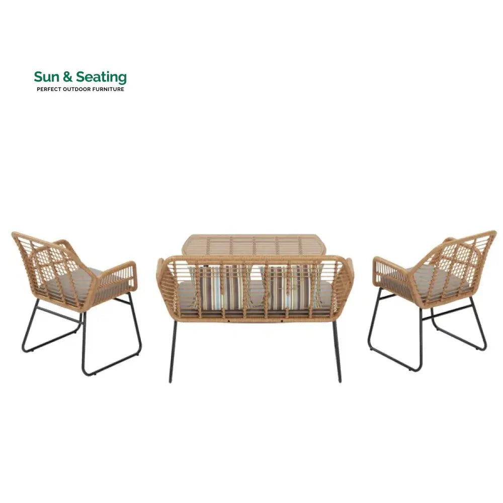 Cara Outdoor Sofa Set 2 Seater 2 Single seater and 1 Center Table (Honey) Sofa Sets