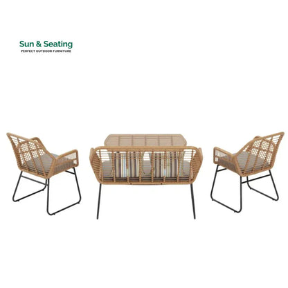 Cara Outdoor Sofa Set 2 Seater 2 Single seater and 1 Center Table (Honey) Sofa Sets