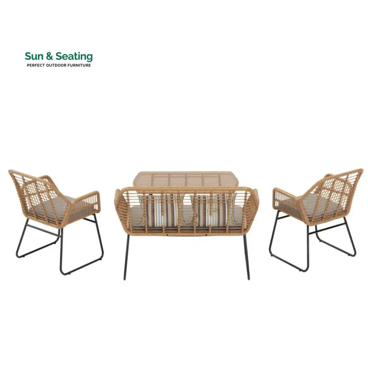 Cara Outdoor Sofa Set 2 Seater 2 Single seater and 1 Center Table (Honey) Sofa Sets