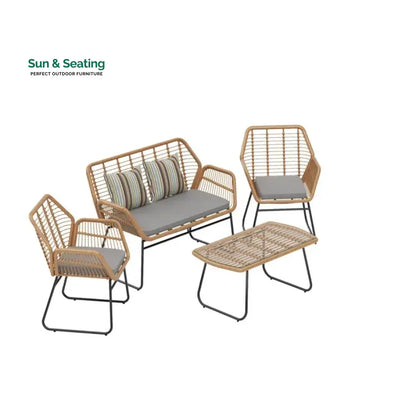 Cara Outdoor Sofa Set 2 Seater 2 Single seater and 1 Center Table (Honey) Sofa Sets