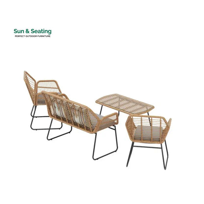 Cara Outdoor Sofa Set 2 Seater 2 Single seater and 1 Center Table (Honey) Sofa Sets