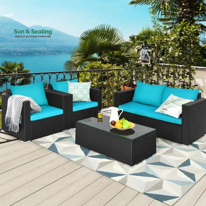 Carcamo Outdoor Sofa Set 2 Seater 2 Single seater and 1 Center Table (Blue) Sofa Sets