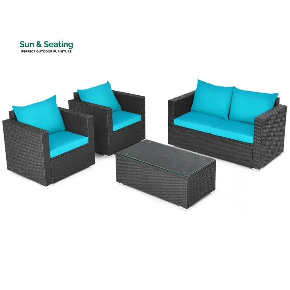 Carcamo Outdoor Sofa Set 2 Seater 2 Single seater and 1 Center Table (Blue) Sofa Sets
