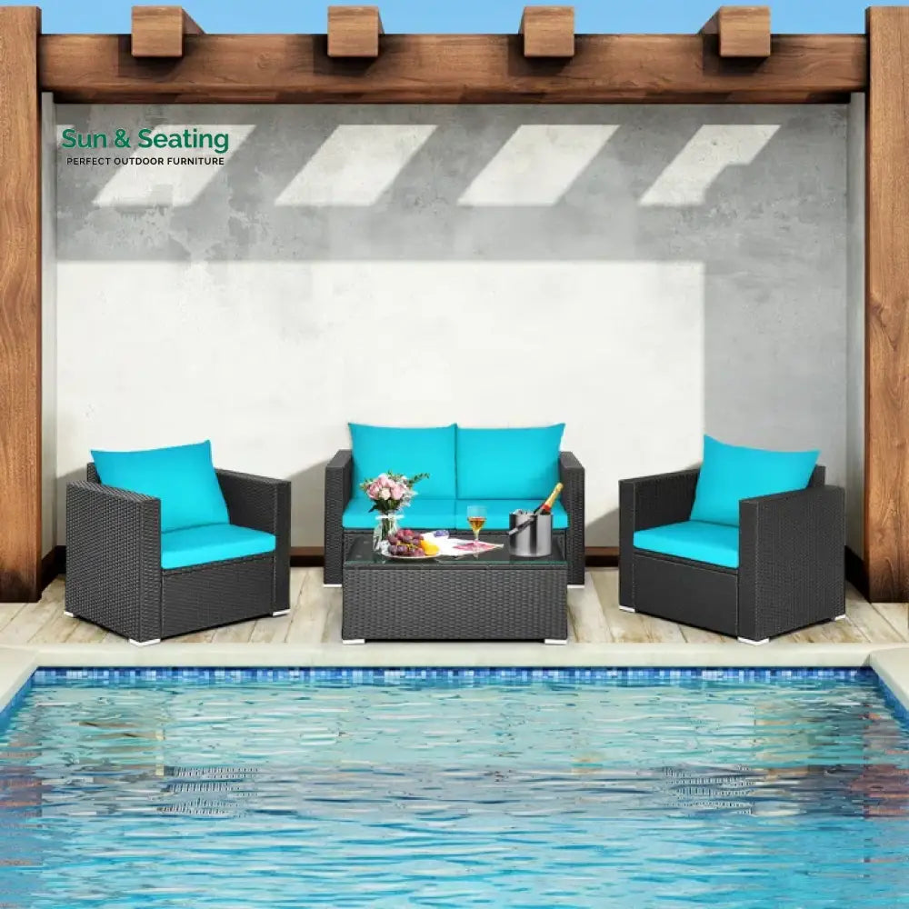 Carcamo Outdoor Sofa Set 2 Seater 2 Single seater and 1 Center Table (Blue) Sofa Sets