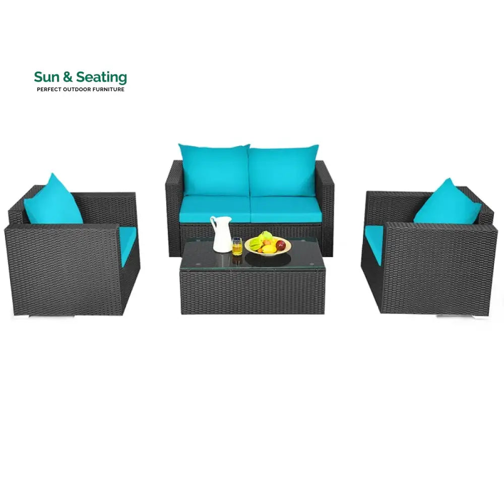 Carcamo Outdoor Sofa Set 2 Seater 2 Single seater and 1 Center Table (Blue) Sofa Sets