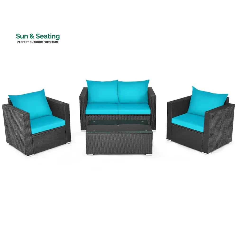 Carcamo Outdoor Sofa Set 2 Seater 2 Single seater and 1 Center Table (Blue) Sofa Sets