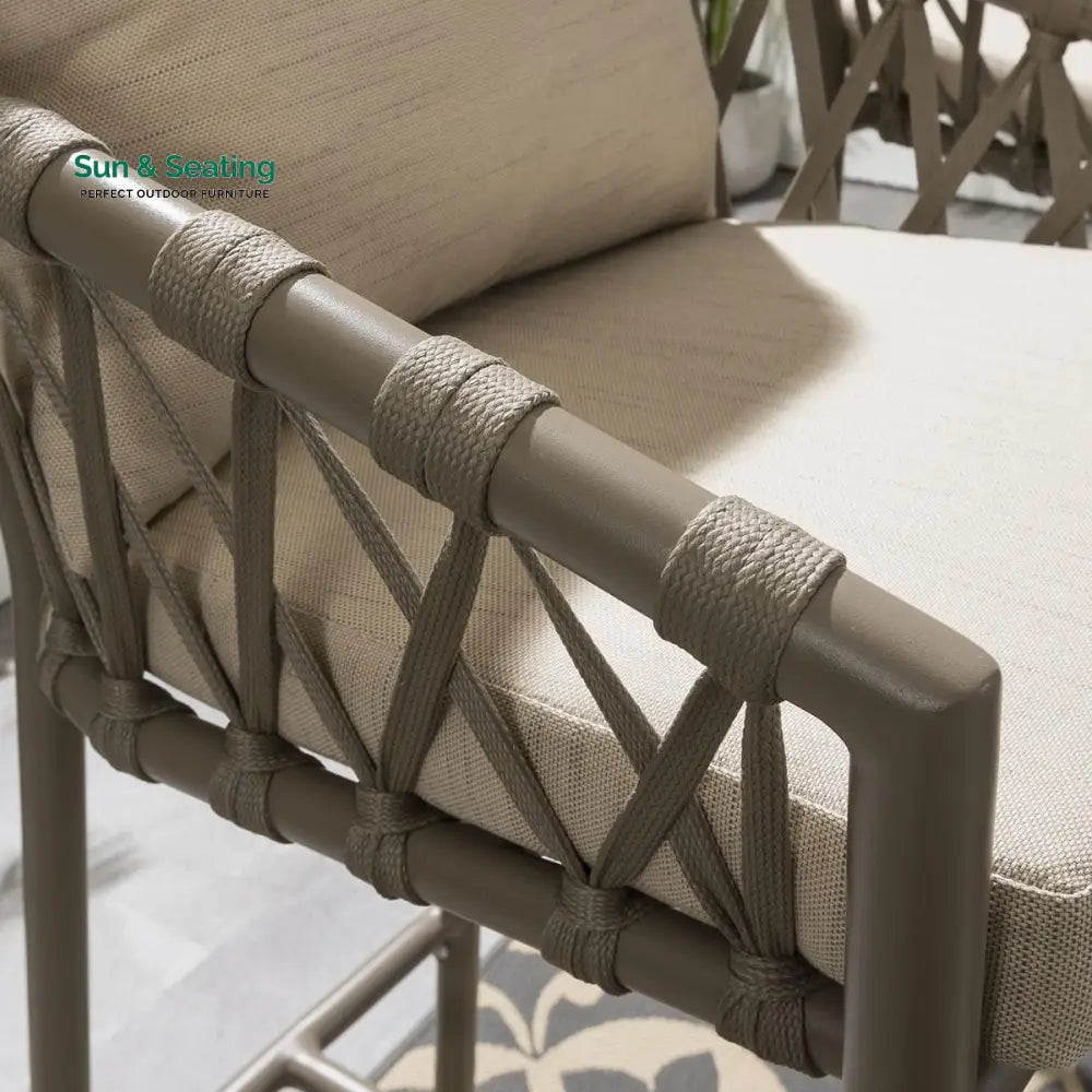 Carlos Outdoor Garden Patio Dining Set 4 Chairs and 1 Table Set Braided &amp; Rope Coffee Table Sets