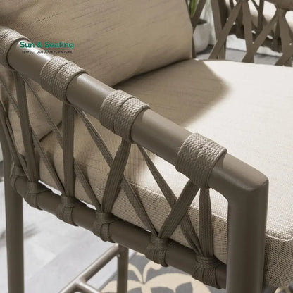 Carlos Outdoor Garden Patio Dining Set 4 Chairs and 1 Table Set Braided & Rope Coffee Table Sets