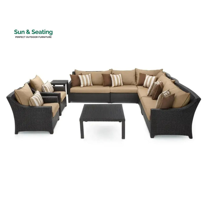 Carmen All Weather Outdoor Wicker Garden L-Shape Sectional Conversation Set Sofa Set