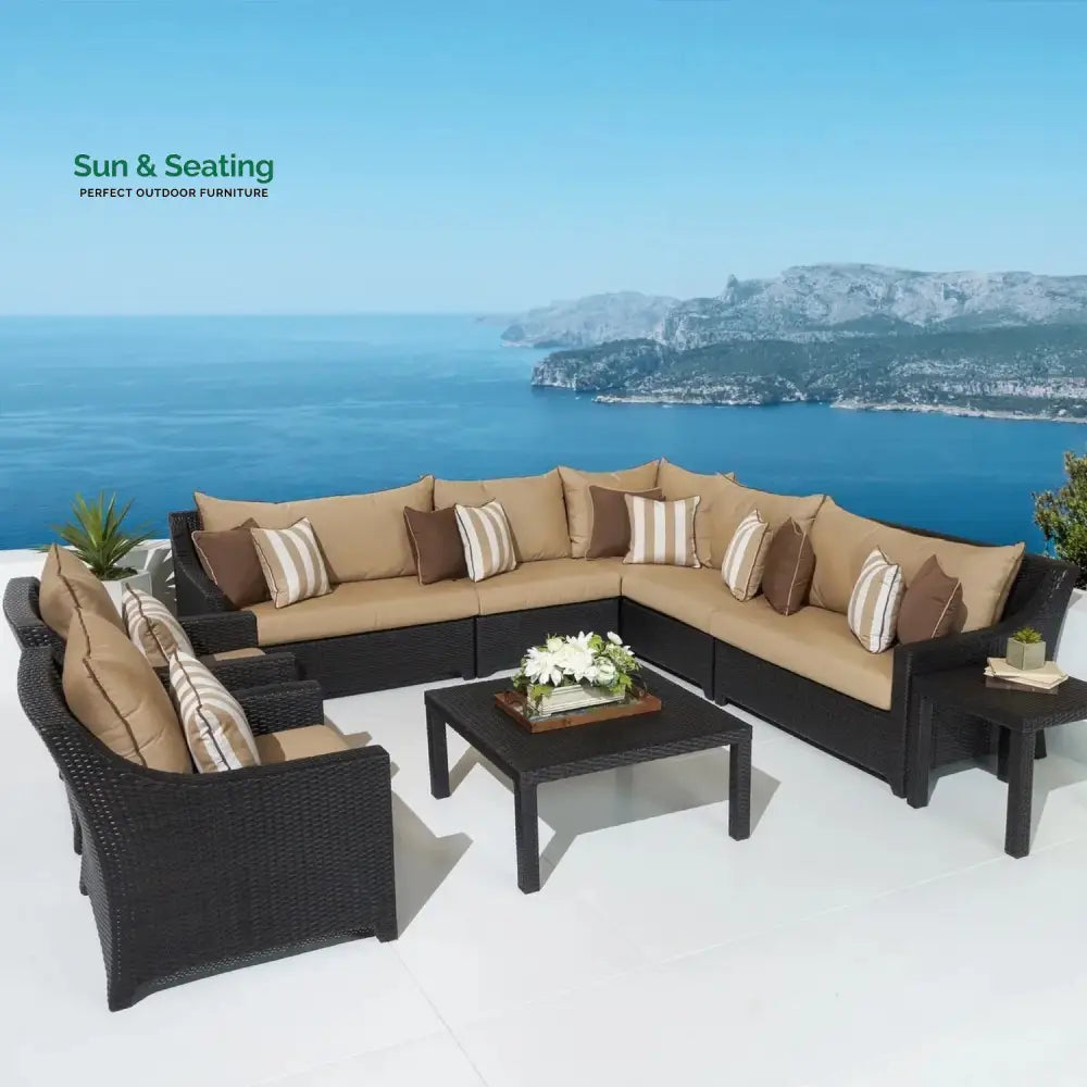 Carmen All Weather Outdoor Wicker Garden L-Shape Sectional Conversation Set Sofa Set