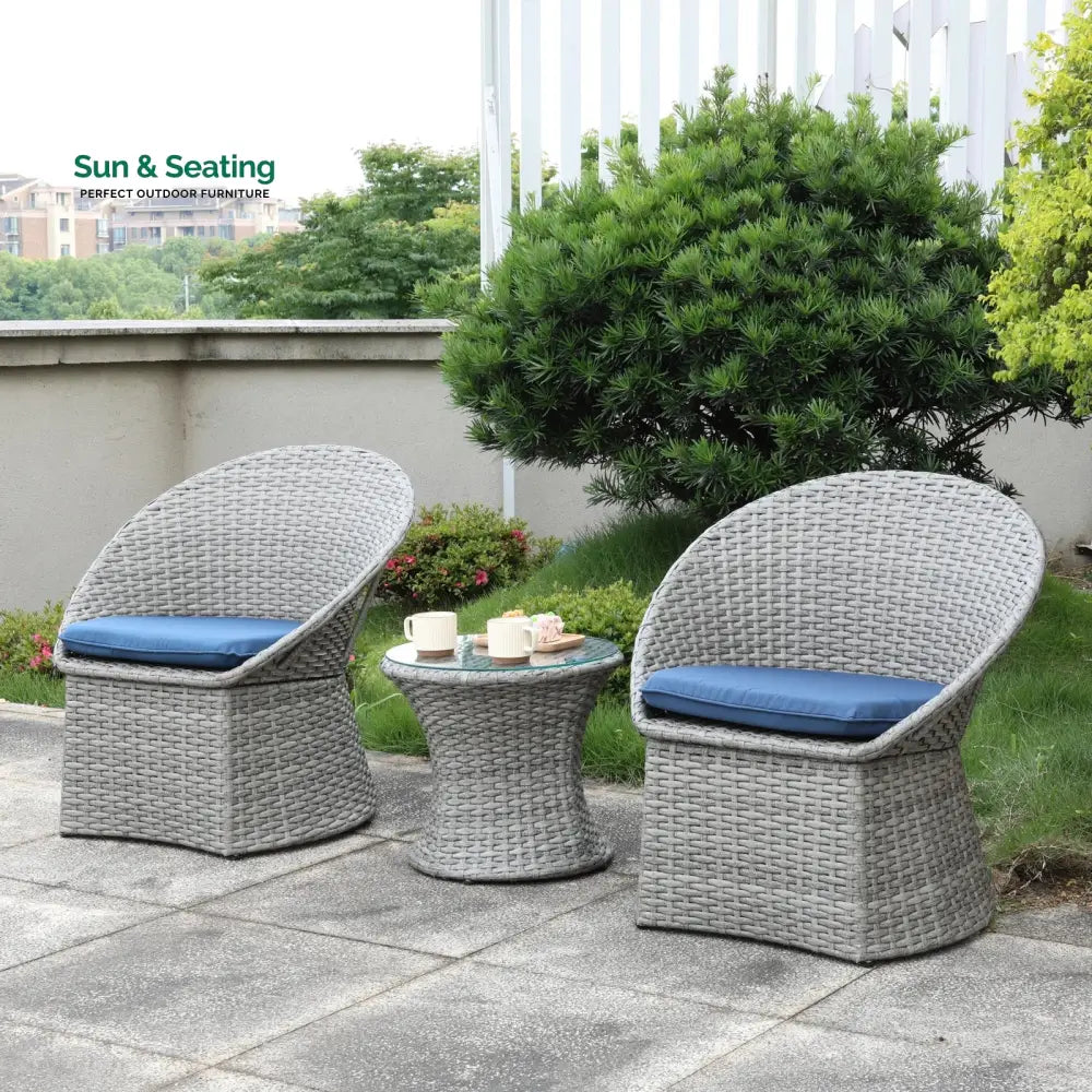 Carreon Outdoor Patio Seating Set 2 Chairs and 1 Table Set Coffee Table Sets