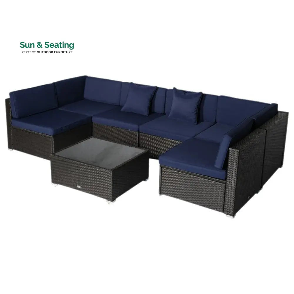 Castiglione Outdoor Patio Sofa Set 6 seater and 1 Center Table (Black) Sofa Sets