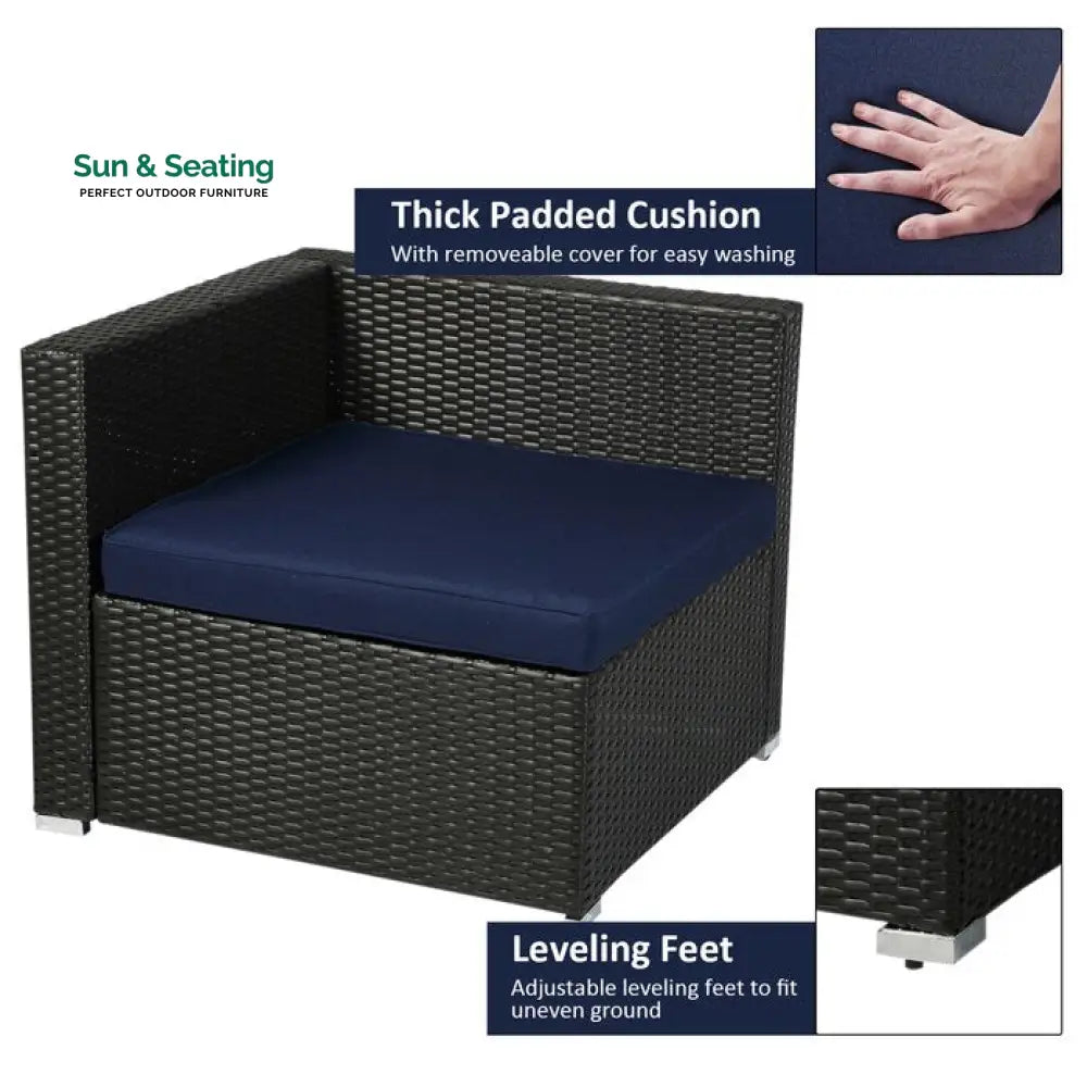 Castiglione Outdoor Patio Sofa Set 6 seater and 1 Center Table (Black) Sofa Sets