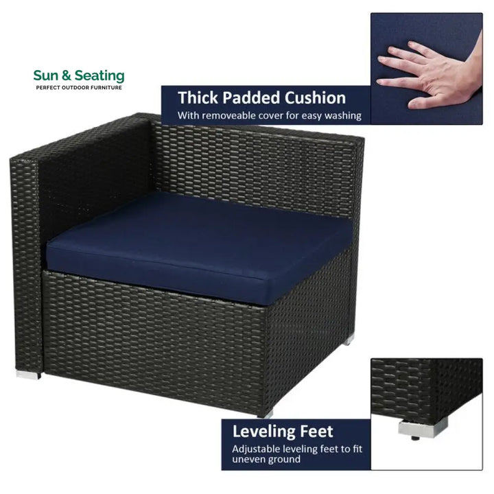Castiglione Outdoor Patio Sofa Set 6 seater and 1 Center Table (Black) Sofa Sets