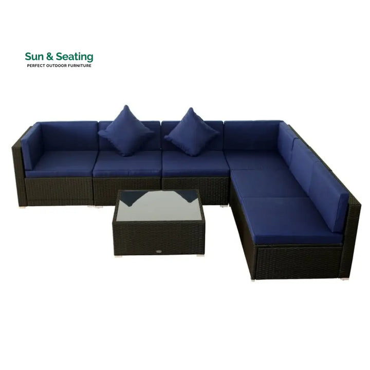 Castiglione Outdoor Patio Sofa Set 6 seater and 1 Center Table (Black) Sofa Sets