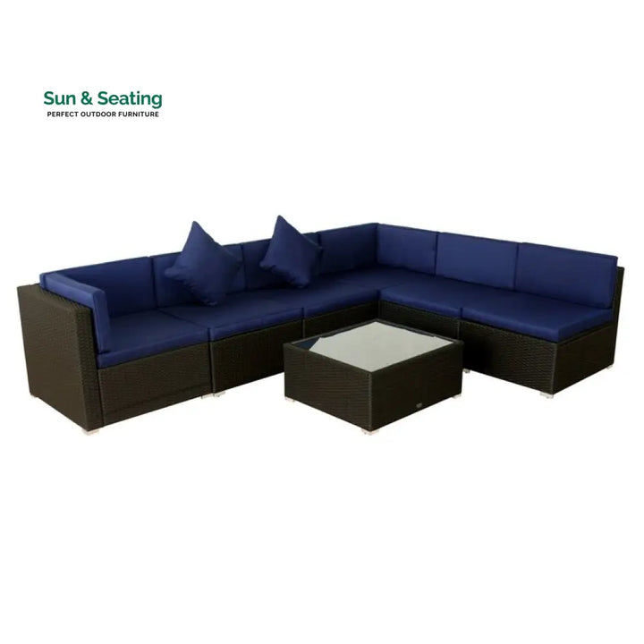 Castiglione Outdoor Patio Sofa Set 6 seater and 1 Center Table (Black) Sofa Sets