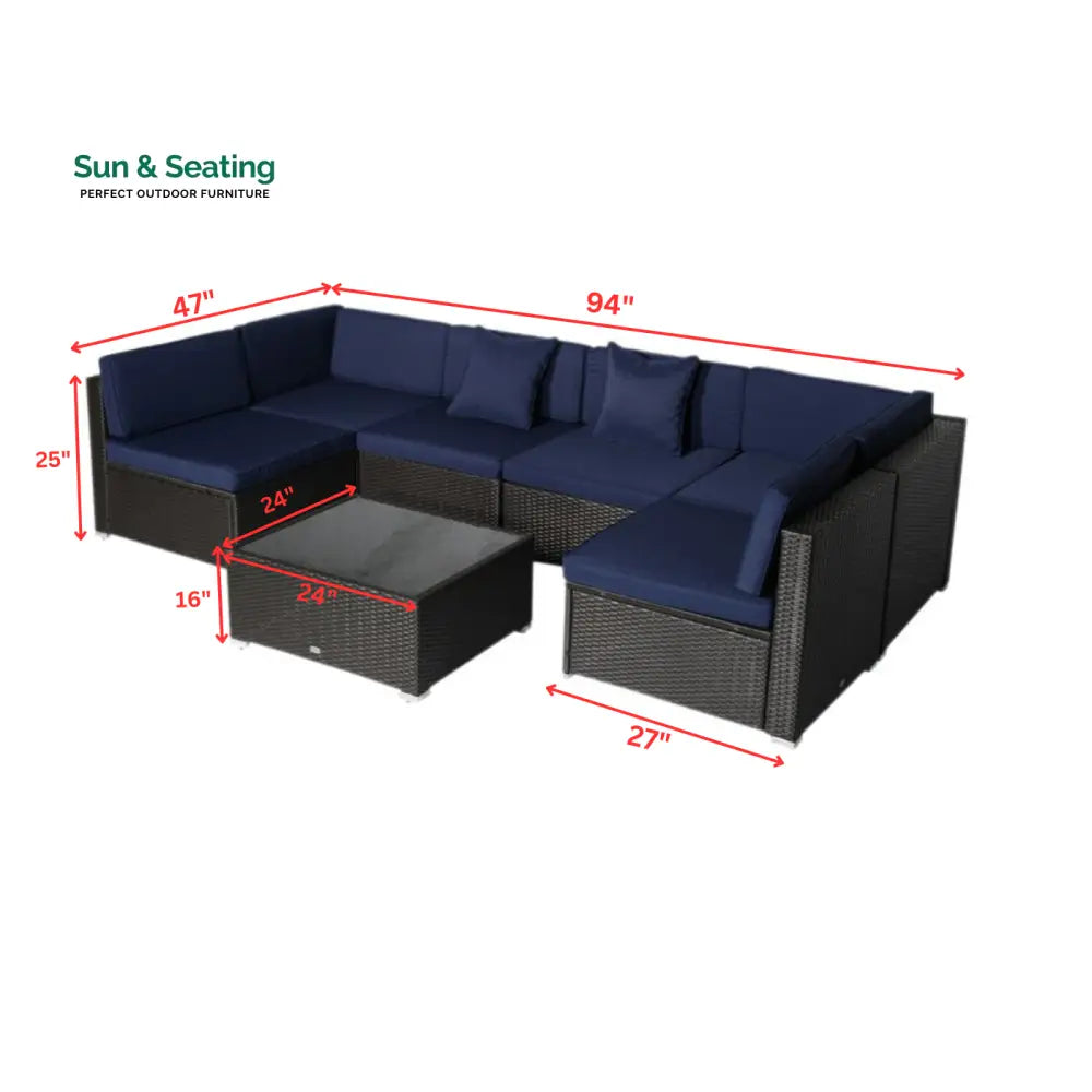 Castiglione Outdoor Patio Sofa Set 6 seater and 1 Center Table (Black) Sofa Sets