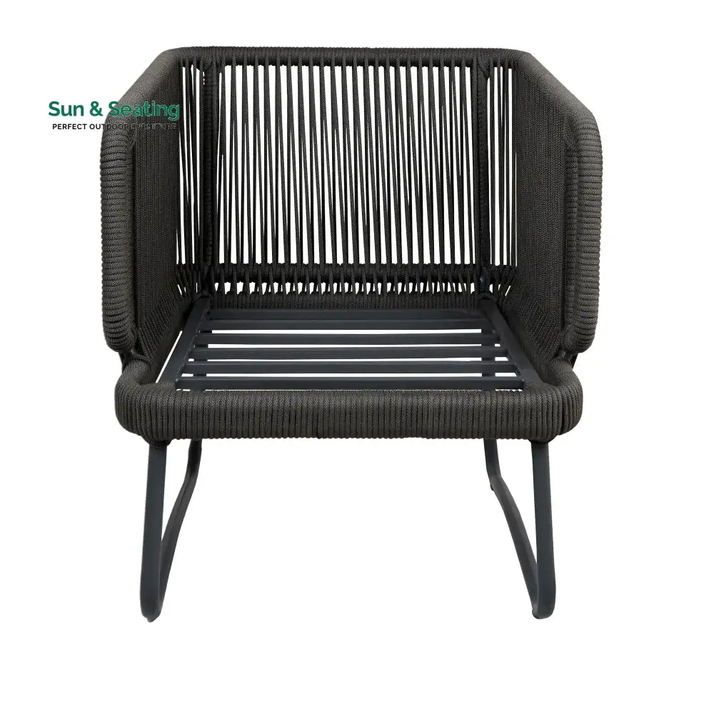 Castolo Outdoor Garden Balcony Sofa Set 3 Seater 2 Single Seater 1 Ottoman and 1 Center Table Set Braid &amp; Rope (Grey)