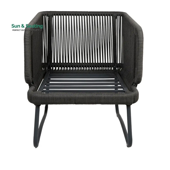 Castolo Outdoor Garden Balcony Sofa Set 3 Seater 2 Single Seater 1 Ottoman and 1 Center Table Set Braid &amp; Rope (Grey)